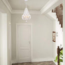 ALICE HOUSE 14.2" Wood Bead Chandeliers, Rustic White Finish, 3 Light - Brand New