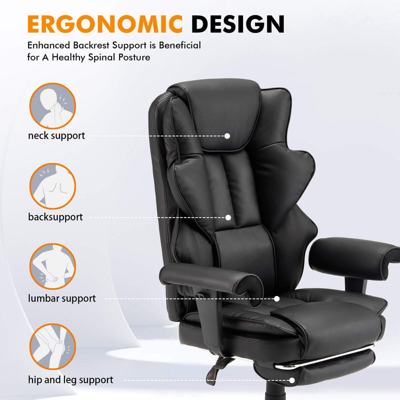HOMREST 6-POINT MASSAGE OFFICE CHAIR HEAT ADJUSTABLE EXECUTIVE - Scratch & Dent