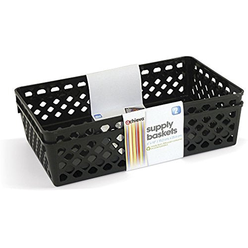 OFFICEMATE OIC ACHIEVA LARGE SUPPLY BASKET, PACK OF 2, RECYCLED - BLACK - Like New