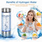 HYDROGEN WATER BOTTLE, PORTABLE HYDROGEN WATER GLASS BOTTLE, 420ML - CLEAR/SS - Like New