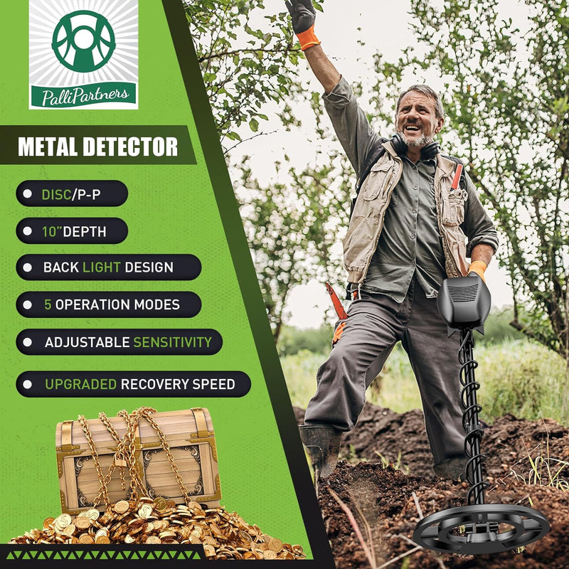 PalliPartners Professional Metal Detector with LCD Display - GREEN/BLACK - Like New