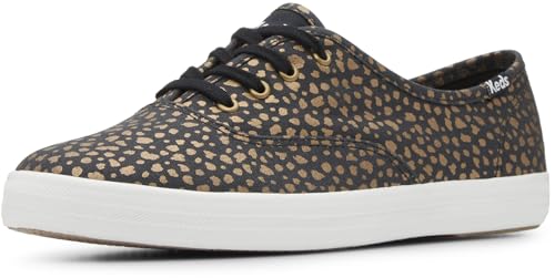 KEDS WOMEN'S CHAMPION CANVAS LACE UP SNEAKER - SIZE 7.5 - BLACK/BRONZE - Like New