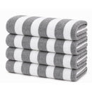 NOBLE HOUSE CABAN STRIPE BEACH TOWEL 36" X 66" QUICK DRY 4PK - WHITE/GRAY - Like New