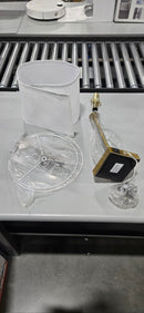 WIHTU 27" GLASS TABLE LAMP WITH USB PORTS, TOUCH DIMMING NIGHTSTAND LAMP - GOLD - Like New