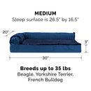 Furhaven Orthopedic Dog Bed Plush Velvet Removable Bolsters 30" x 20" x 6" - Brand New