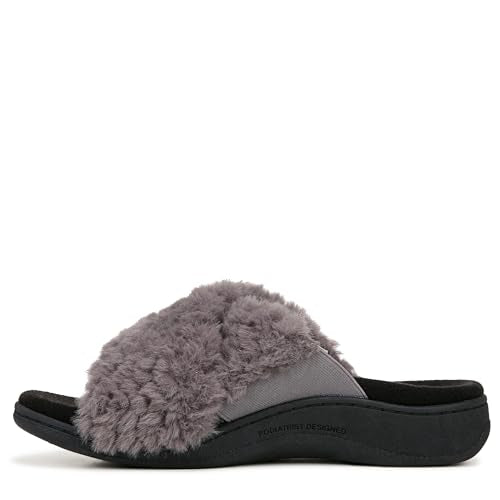 VIONIC WOMEN'S RELAX II SLIDES SLIPPER SIZE: WOMEN'S 10 CHARCOAL GRAY FABRIC - Like New
