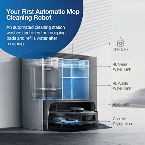 ECOVACS DEEBOT X1 TURBO ROBOT VACUUM AND MOP COMBO AUTO-CLEANING STATION - BLACK - Like New