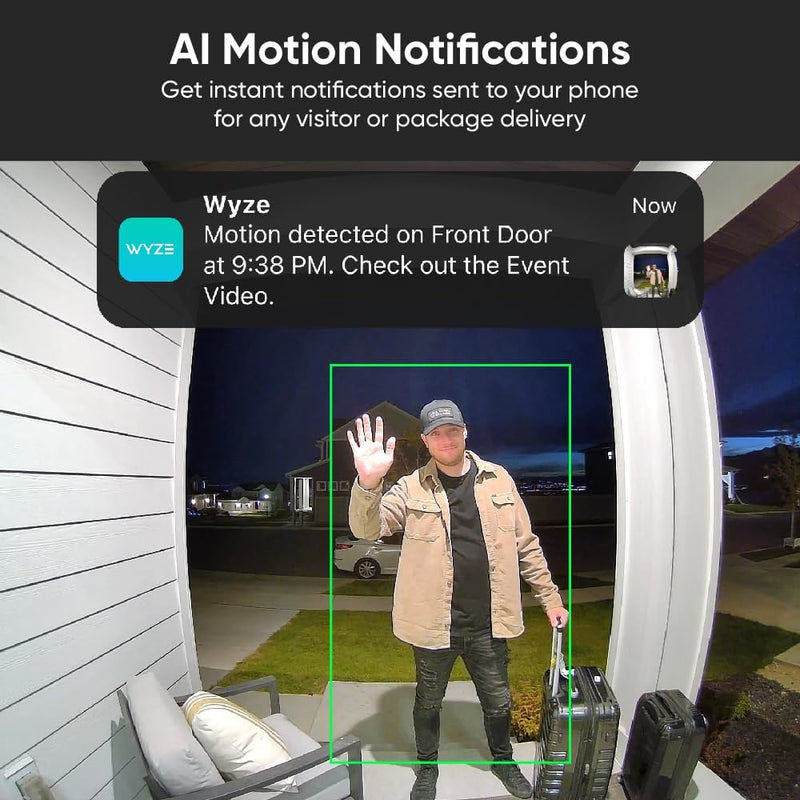 Wyze Video Doorbell v2, Wired, 2K Video, Local Recording, IP65, WVDWDV2 - Black - Like New