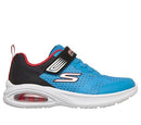 404105L Skechers Microspec Max Advance-Squad-P, Youth 2.5, Blue/Black/Red - Like New