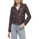 LW8WU808 LEVI'S WOMEN'S BELTED FAUX LEATHER MOTO JACKET COAT, SIZE 1X, BURGUNDY - Brand New