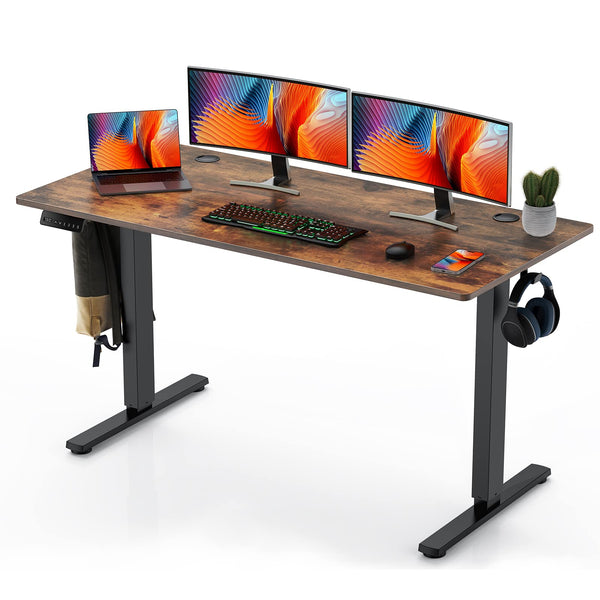 Sweetcrispy 55" x 24" Electric Standing Desk Ergonomic Workstation Rustic Brown - Like New