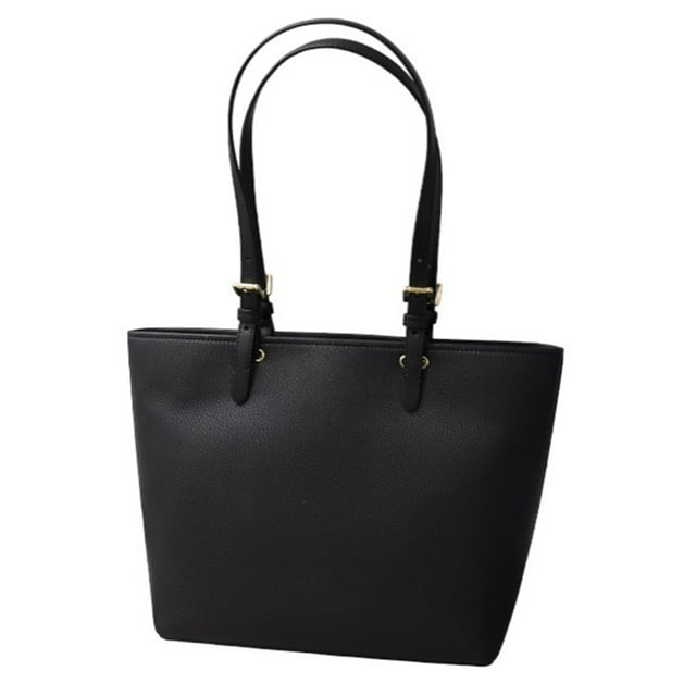MICHAEL KORS JET SET VEGAN LEATHER DOUBLE POCKET TOTE - BLACK/SILVER - Like New
