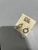 THE SAK SILVER AND BLACK DROP HEXAGON EARRINGS - Brand New