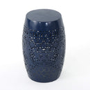 CHRISTOPHER KNIGHT HOME RUBY OUTDOOR 12" IRON SIDE TABLE, DARK BLUE - DARK BLUE - Like New