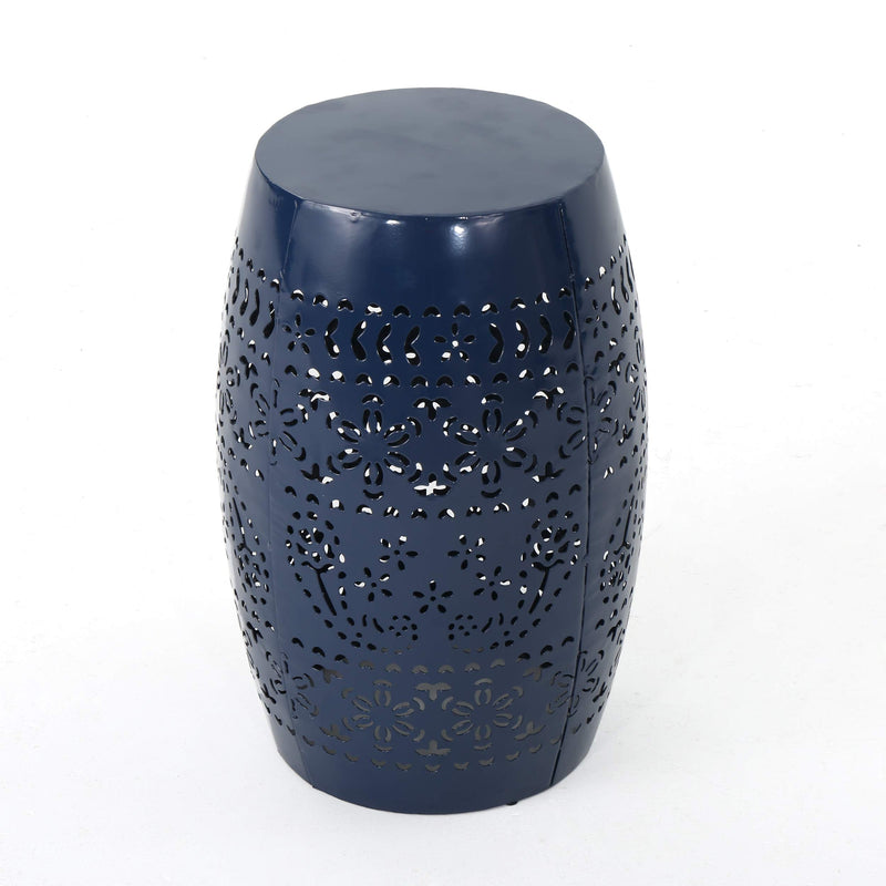 CHRISTOPHER KNIGHT HOME RUBY OUTDOOR 12" IRON SIDE TABLE, DARK BLUE - DARK BLUE - Like New