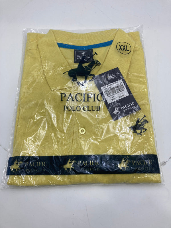 PACIFIC POLO CLUB MENS SHORT SLEEVE - SIZE: MEN 2XL - YELLOW - Brand New