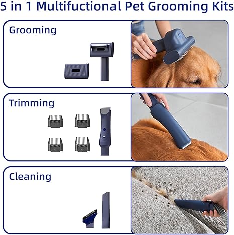 PET MARVEL Dog Grooming Kit & Dog Hair Vacuum 99% Hair Suction 3L Large - Blue Like New