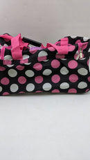 Rockland Duffel Bag Size: 22"x 11" X 12" - Black w/ White and Pink Polka Dot - Brand New