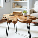 WELLAND Rustic Cedar Live Edge Coffee Table with Hairpin Legs B08Q3CGSK7 - Brand New