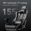 HBADA ERGONOMIC VIDEO GAMING CHAIR WITH FOOTREST PU LEATHER - GRAY-1 - Like New
