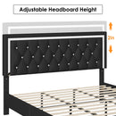 HOMFA QUEEN SIZE BED FRAME WITH ADJUSTABLE HEADBOARD - BLACK - Like New