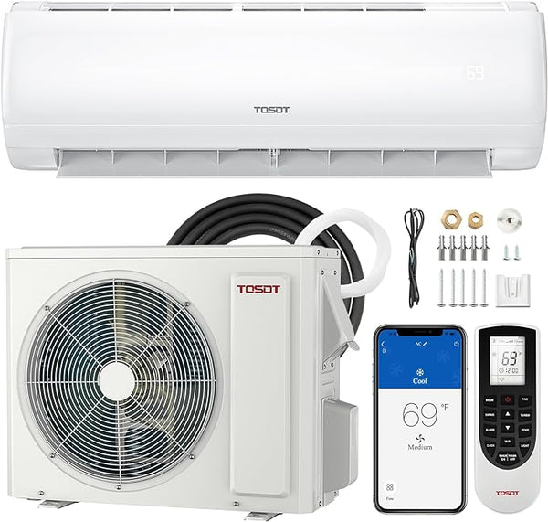 TOSOT 12,000 BTU Mini-Split Air Conditioner Wifi Ductless AC/Heating ‎- White Like New