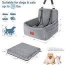 WOOAIDAGG DOG CAR SEAT UNDER 30LBS COMFY & SAFE TRAVEL BED WASHABLE COVER - GRAY - Like New