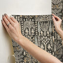 RoomMates Black Persian Ikat Peel and Stick Wallpaper B0BF7N425B - Brand New