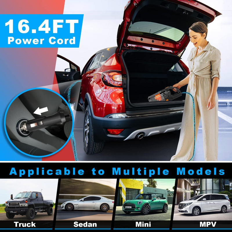 KOWASIS SV11 Car Vacuum Cleaner, Portable High Power 150W/7500Pa, 16.4Ft - Black - Like New
