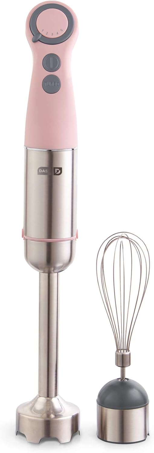 DASH CHEF SERIES IMMERSION HAND BLENDER 5 SPEED STICK BLENDER BLADES - PINK - Like New