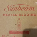 SUNBEAM ELECTRIC HEATED QUEEN BLANKET WITH REMOTE CONTROL - WHITE - Like New