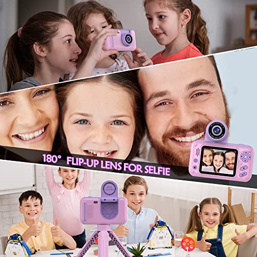 Upgraded Real 1080P Kids Camera with Flip-up Lens for Selfie & Video - Like New