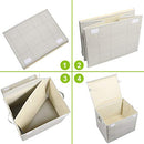 VENO 2 Pack Large Foldable Storage Bin with Lid (Cream/Windowpane) - New - Brand New