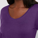 Hanes Womens Originals Long Sleeve Cotton V-Neck T-Shirt, Modern Fit - Violet L - Like New