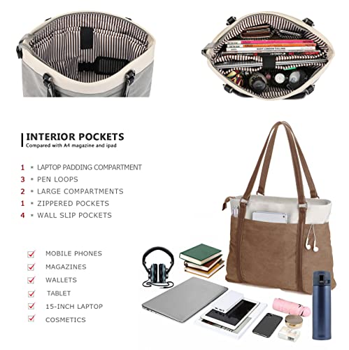 BAG WIZARD WOMEN'S WORK BAG WITH LAPTOP COMPARTMENT ZIPPER POCKETS TEACHER TOTES - Like New