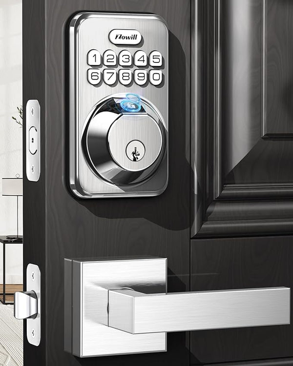 Zowill Fingerprint Door Lock Keypad 2 Handles Keyless DK02A - Stain Nickel Like New