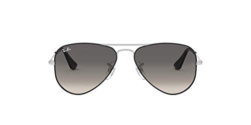 Sun Glasses Junior Metal Aviator Silver Black -50 - Like New