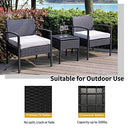 Leasbar 3 Pieces Patio Furniture, Rattan Chairs, Cushions, Table-B08J6KZ21L - Brand New
