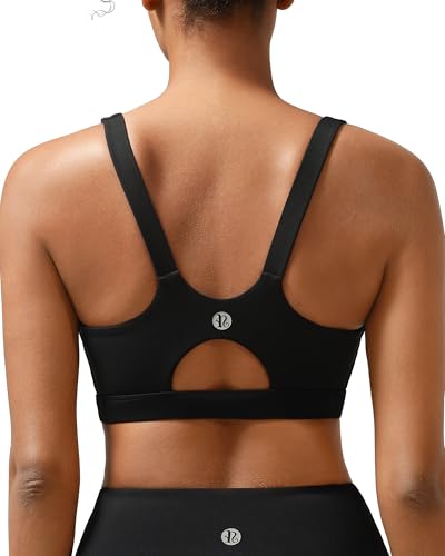 RUNNING GIRL HIGH SUPPORT HIGH IMPACT Sports Bra Sewn Pads MEDIUM - BLACK - Like New