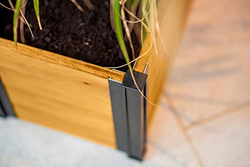 VITA MEZZA 24" X12" CEDAR PLANTER BLACK ALUMINUM POSTS WOODGRAIN - BROWN/BLACK - Like New