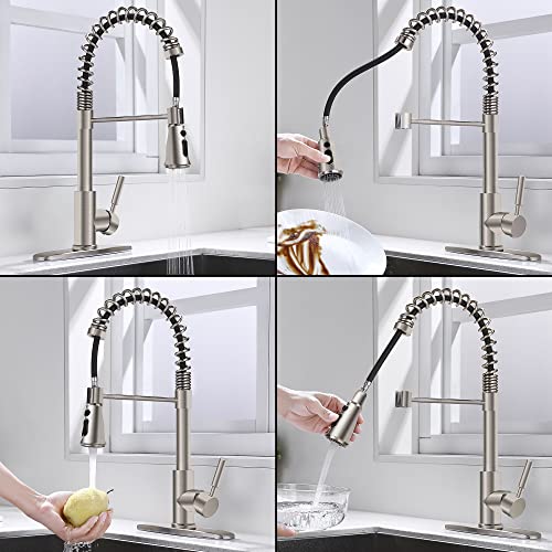 SOKA SINGLE HANDLE KITCHEN PULL DOWN FAUCET WITH SPARYER FIT SK5001NY - NICKEL - Like New