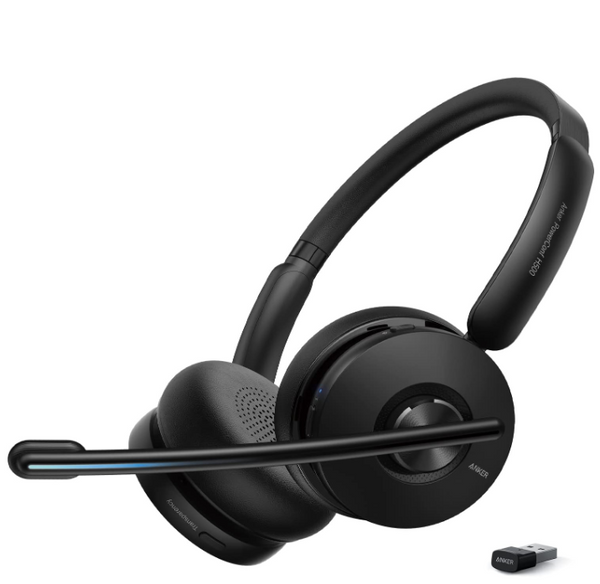 Anker PowerConf H500 Bluetooth Dual-Ear Headset with Microphone A3511011 - Black - Brand New