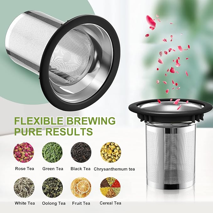 Suyika Tomotime Glass Tea Cup Lid Stainless Steel Infuser Basket Clear Tea Mug - Like New