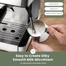 GEVI 20 BAR ESPRESSO MACHINE WITH GRINDER & MILK FROTHER - SILVER - Like New