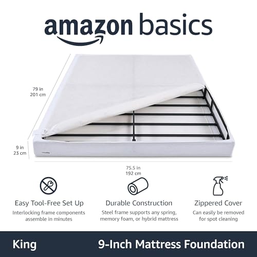 Amazon Basics Smart Box Spring Bed Base, 9-Inch Height, King, 79" x 75.5" x 9" - Like New