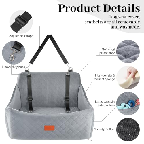 DOG CAR SEAT MEDIUM & LARGE DOG UP TO 55LBS MEMORY FOAM CUSHION LARGE - GRAY - Like New