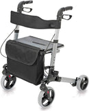 HealthSmart Walker Rollator with Seat and Backrest 501-5012-41001 - Titanium Like New