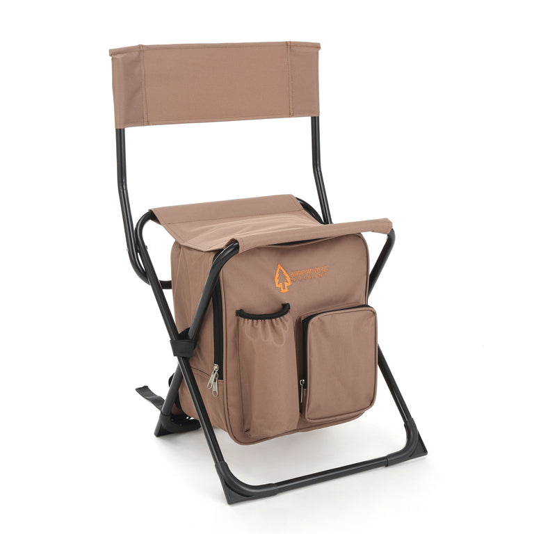 BACKPACKABLE STOOL WITH BACKREST AND COOLER KKS0277U - SMALL SEAT - TAN Like New