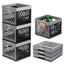 CLEVERMADE COLLAPSIBLE MILK CRATE STONE 3PK 25L 6 GAL STACKABLE STORAGE BINS - Like New