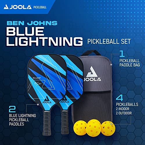 JOOLA BEN JOHNS BLUE LIGHTNING PICKLEBALL PADDLE SET - BLUE LIGHTNING - Brand New